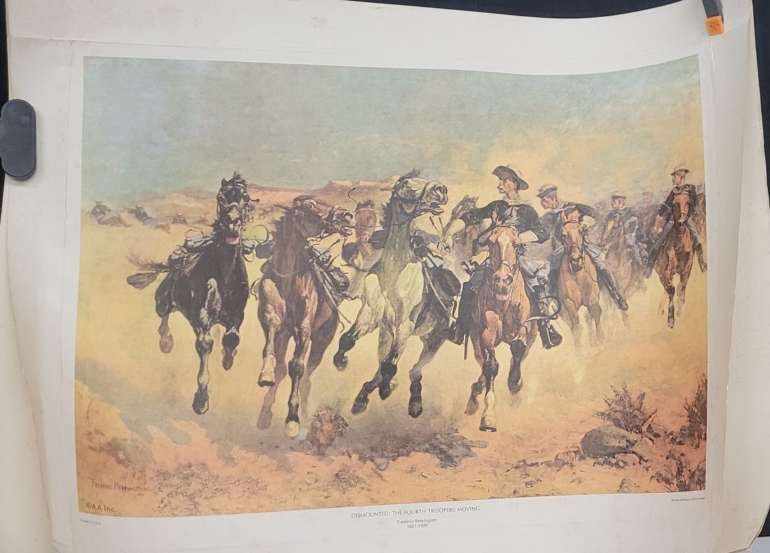 Vintage Set of 4 Old West Western Frederic Remington Pony express the scout Prints from the Original (1 of 8)