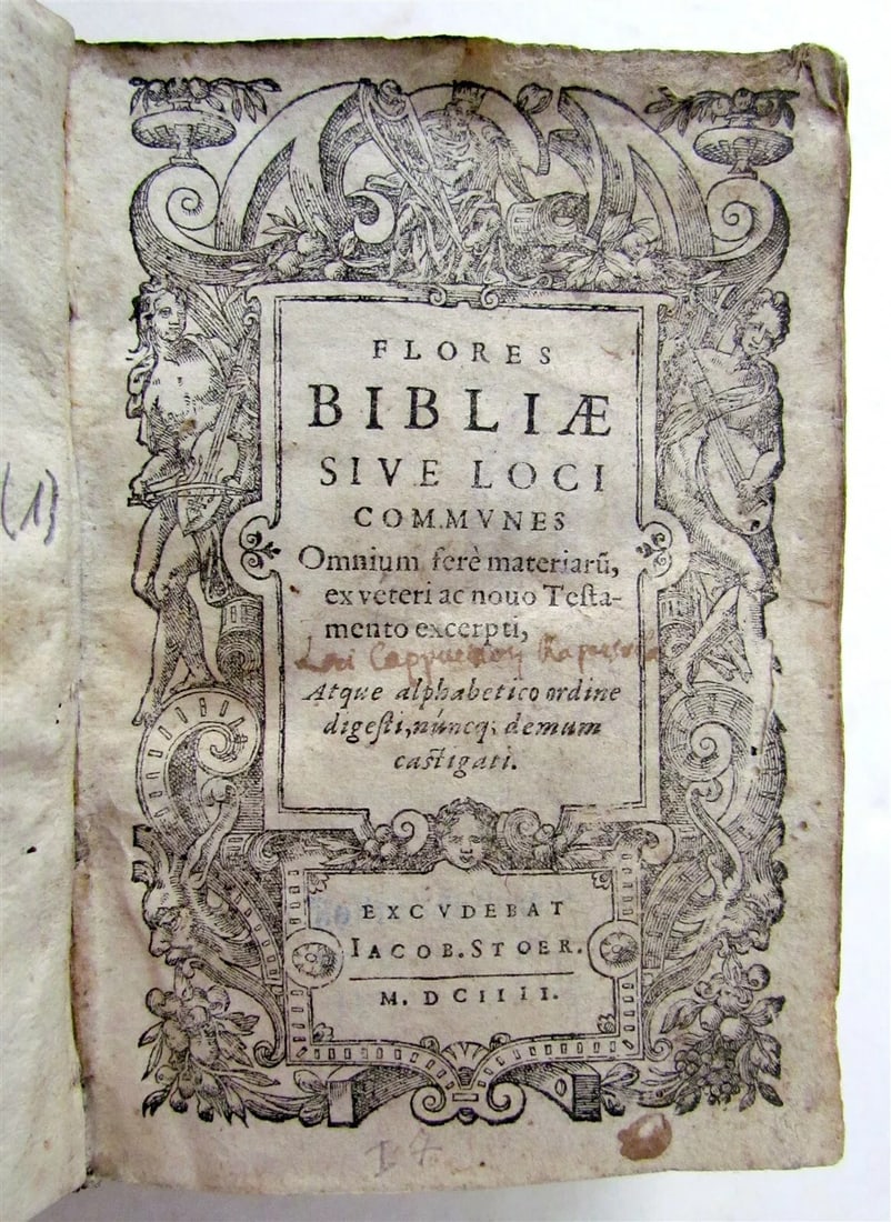 1604 FLORES BIBLE ANTIQUE VELLUM BINDING 17th century (1 of 8)
