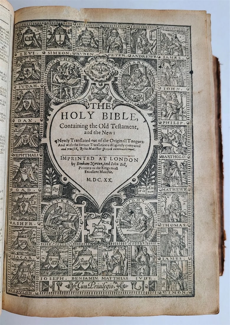 1620/1621 BIBLE in ENGLISH antique ILLUSTRATED by Bonham Norton & John Bill (1 of 20)