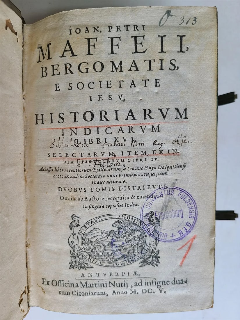 1605 HISTORY of INDIA by G. Maffei LATIN antique PIGSKIN Historiarum Indicarum (1 of 20)