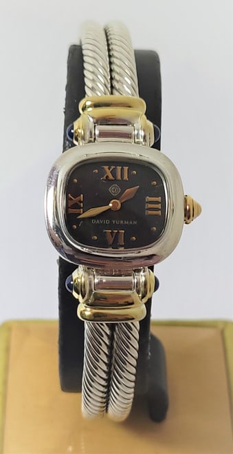 Original DAVID YURMAN Silver Cable Ladies Watch Black Dial & Sapphires EXLNT (1 of 10)