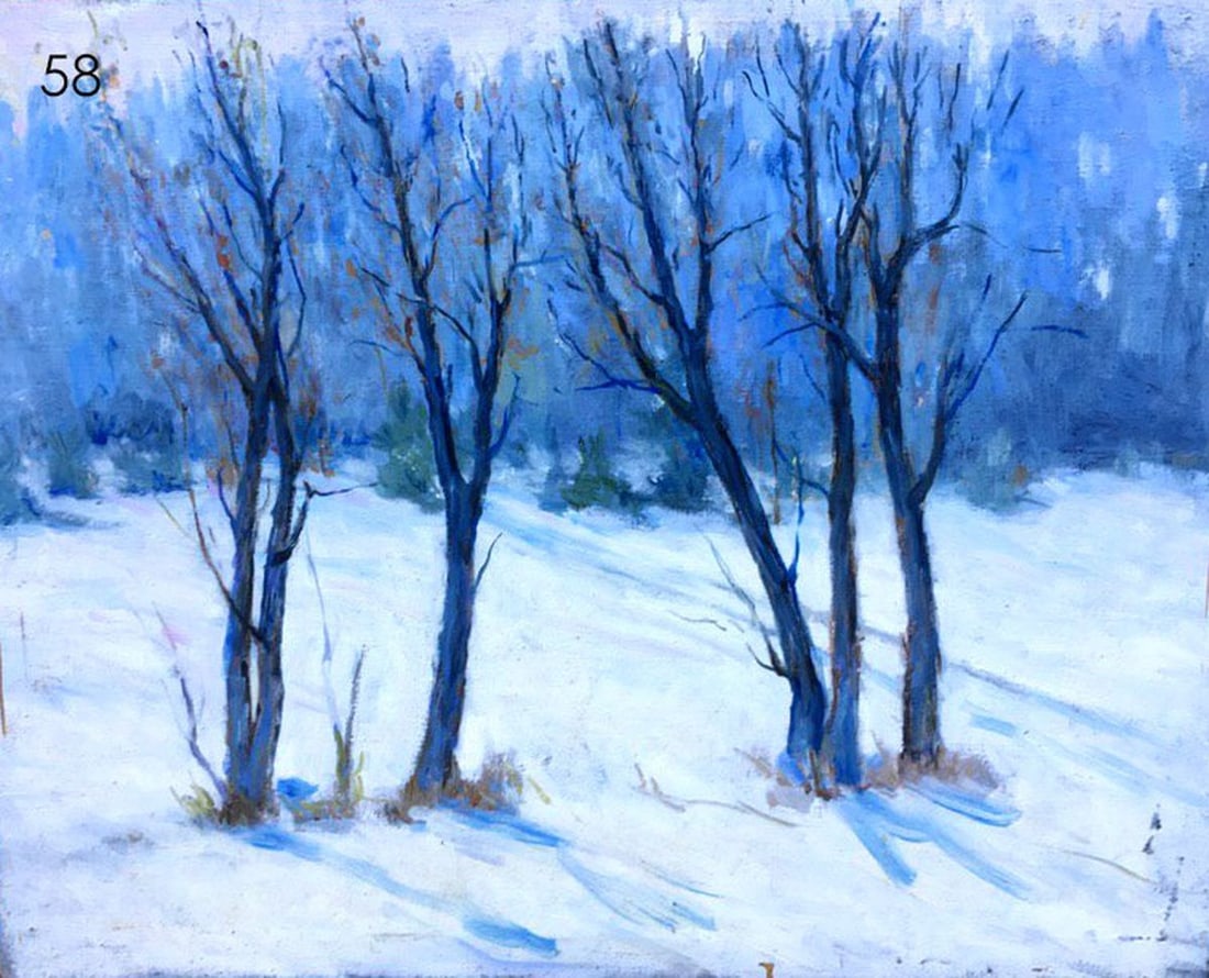 March oil painting Alexander Kryuchkov: ?58 * TITLE: "March" * ARTIST: Alexander Kryuchkov * SIZE: 44x56cm/'17,3x22,04 inches' * MEDIUM: oil, canvas * HAND PAINTED: Original painting from our collection * CONDITION: we tried to convey the m