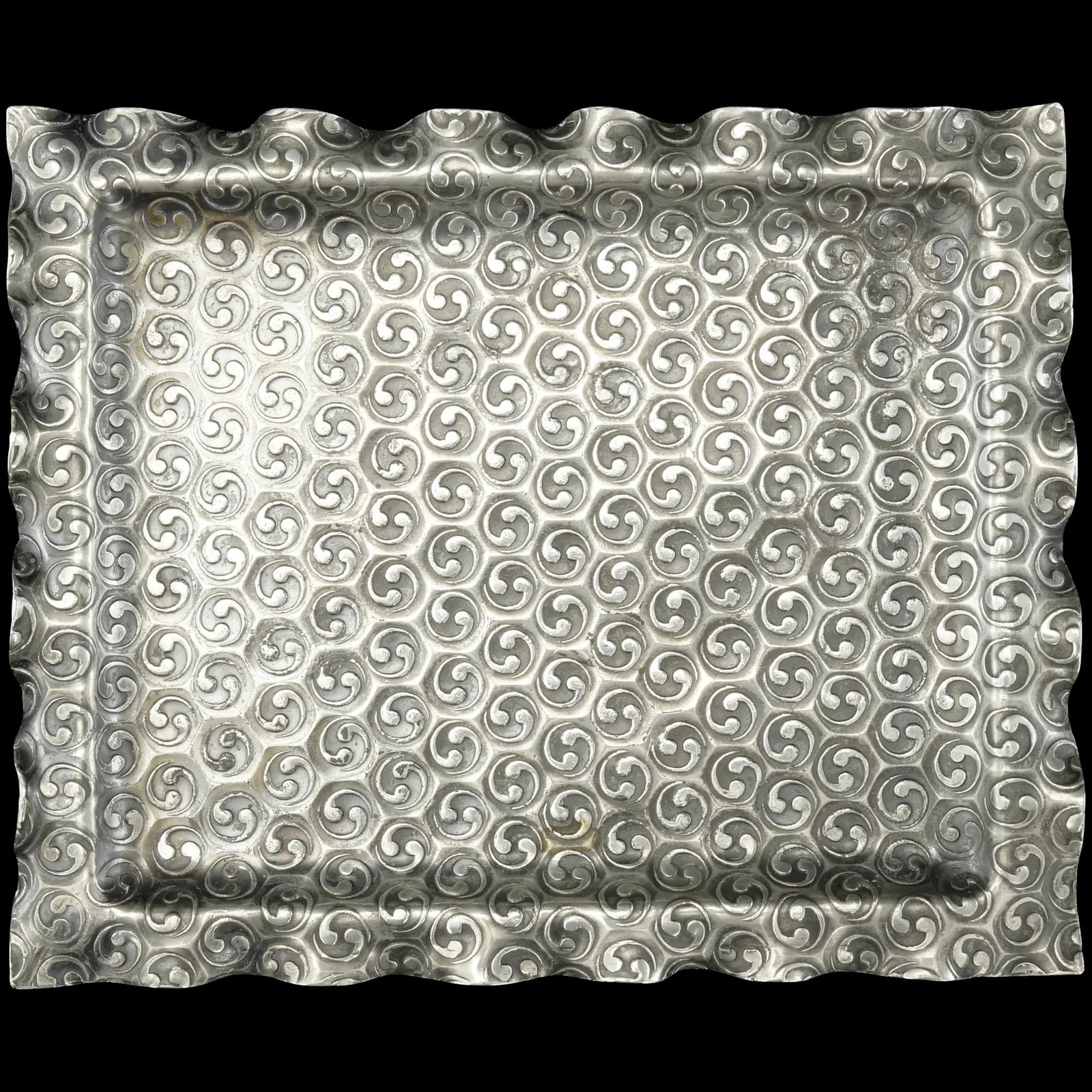 Victorian Silverplate Calling Card Receiver: Title: Victorian Silverplate Calling Card Receiver Size: 6” (2.4 cm) long x 5” (12.7 cm) wide x ½” (1.3 cm) tall. Description:A Victorian calling card receiver in the shape of a