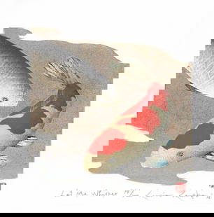 Kunio Kaneko (B. - 1949): Let Me Whisper: Artist/Title: Kunio Kaneko (B. - 1949): Let Me WhisperDate: 2016Medium: Woodblock PrintEdition: Limited Edition #78/200Size/Format: The print image measures 4 3/4 X 4 3/4 inches plus