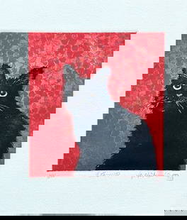 Hiroto Norikane (B. - 1948): Black Cat - 11(B): Artist/Title: Hiroto Norikane (B. - 1948): Black Cat - 11(B)Date: 2011Medium: EtchingEdition: Limited Edition #47/100Size/Format: The print image measures 5 3/4 X 6 1/8 inches plus marginsCondition: