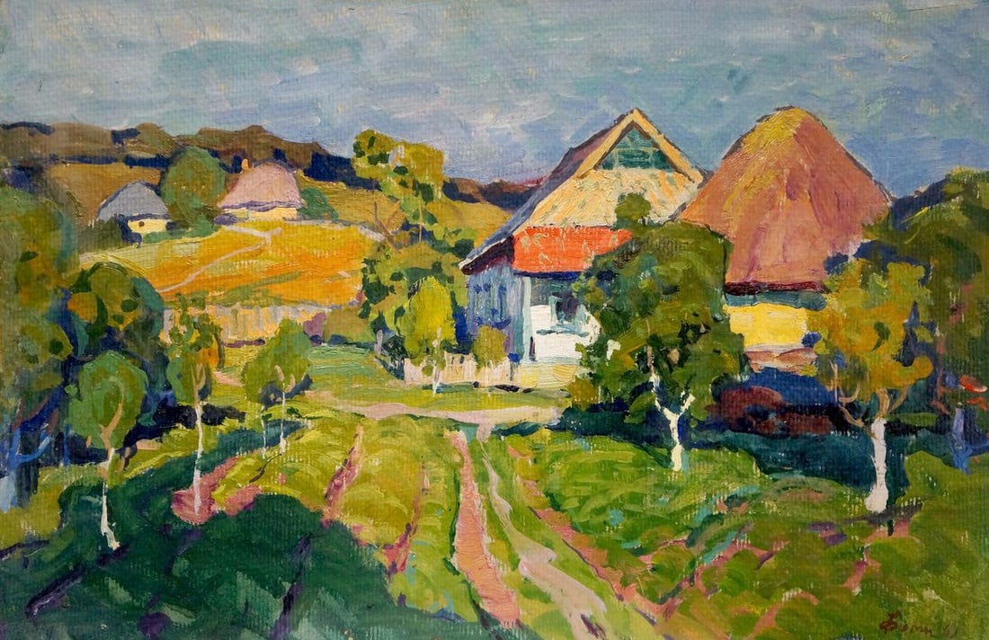 Oil painting Village landscape Fomin Anatoly Nikiforovich (1 of 8)