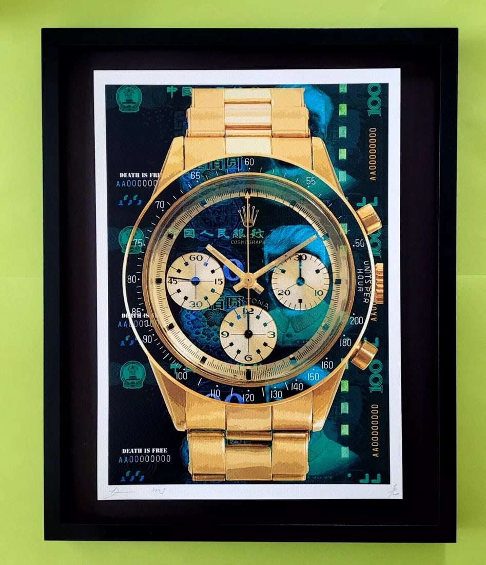 Death NYC Large Framed 16x20in Pop Art Certified ROLEX GOLD WATCH COSMOGRAPH #3 (1 of 6)