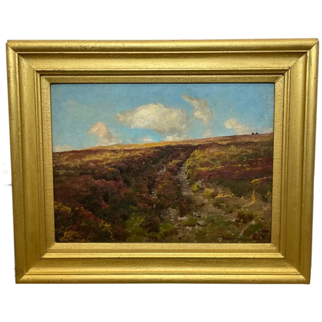 British Oil Painting Exmoor Landscape by Arthur Wardle 1860-1949: Exquisitely crafted with a meticulous eye for detail, this British oil painting by Arthur Wardle depicts an incredibly expressive Exmoor landscape. A timeless piece of art, this painting will bring a