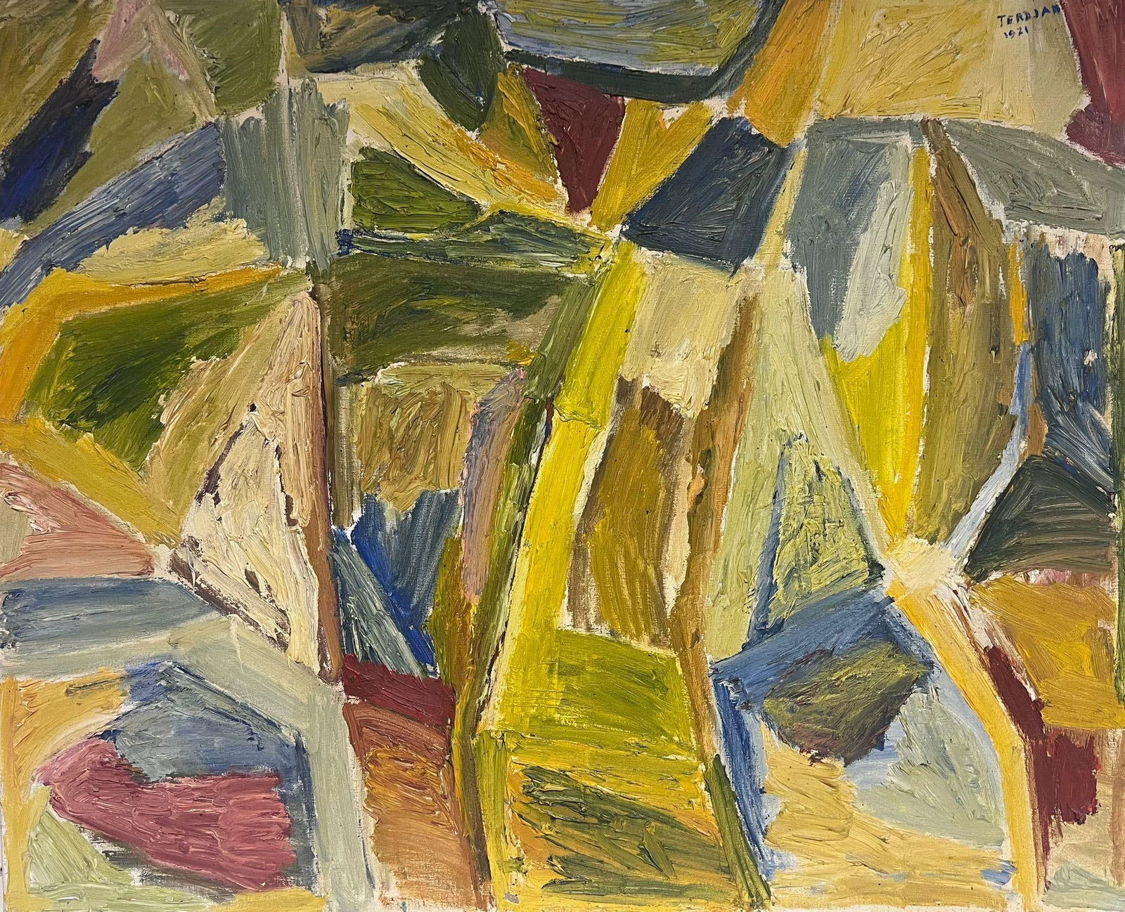 Huge 1920's Lebanese Expressionist Abstract Oil Painting Signed & Dated 1921 (1 of 14)