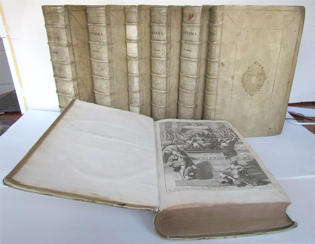 1669-1685 NETHERLANDS HISTORY 7 VOLUMES ILLUSTRATED antique FOLIO VELLUM BOUND (1 of 12)