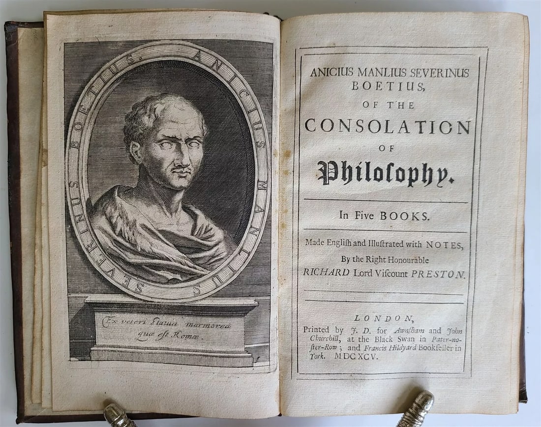 1695 CONSOLATION of PHILOSOPHY by ANICIUS BOETIUS antique in ENGLISH (1 of 12)