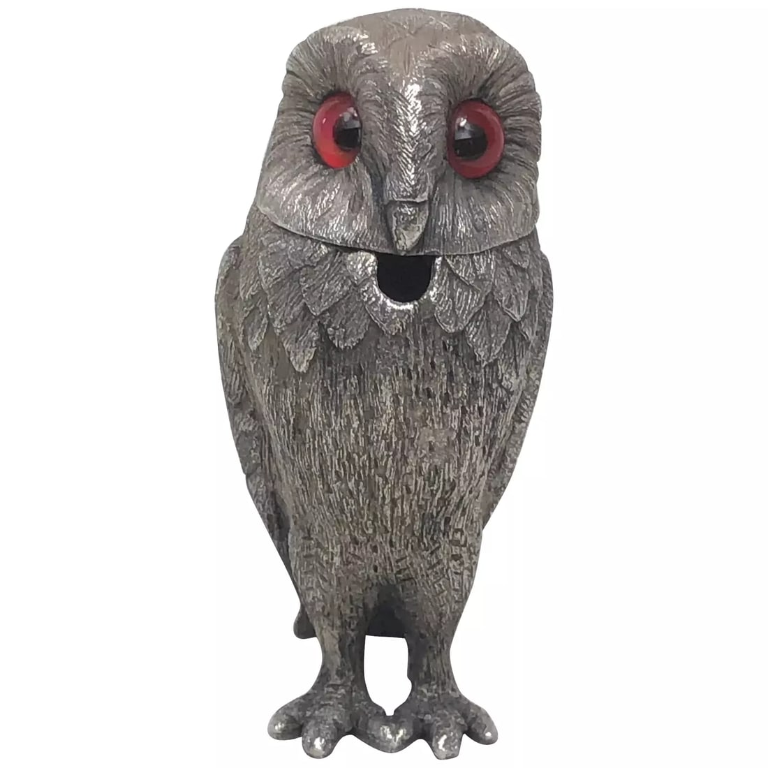 Collectible Rare Small Hallmarked Silver Plate Owl Mustard Pot After George Fox: Collectible Rare Small Hallmarked Silver Owl Mustard Pot After George Fox 1 Fine Decorative Small Rare Vintage 20th Century Hallmarked Silver plate Owl Mustard Pot After George Fox. So collectible. Th