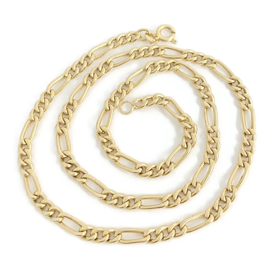 Italian Figaro Chain Necklace 14K Yellow Gold, 17 Inches, 4 mm, 7.64 Grams (1 of 9)