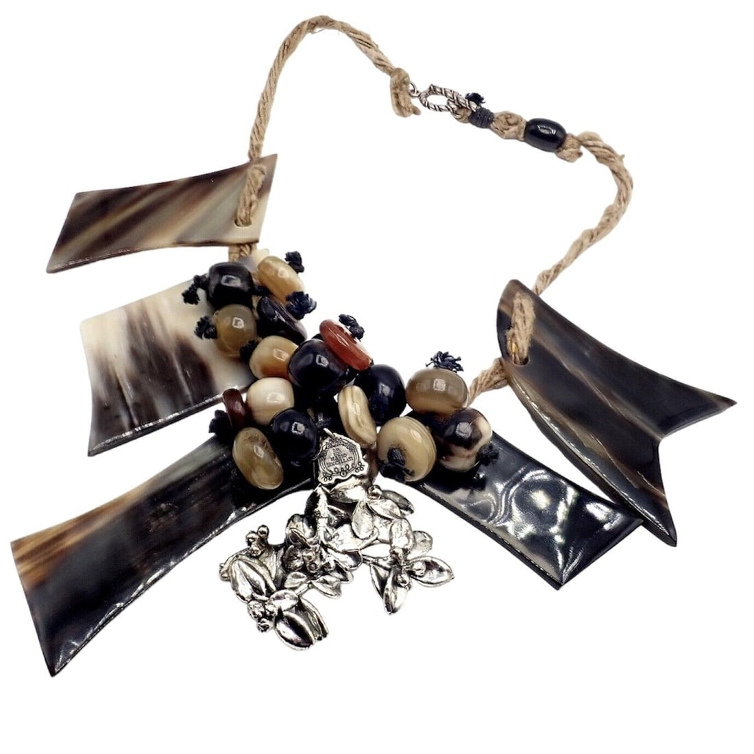 Vintage Mario Buccellati Silver Large Bead Antelope Horn Statement Necklace (1 of 12)
