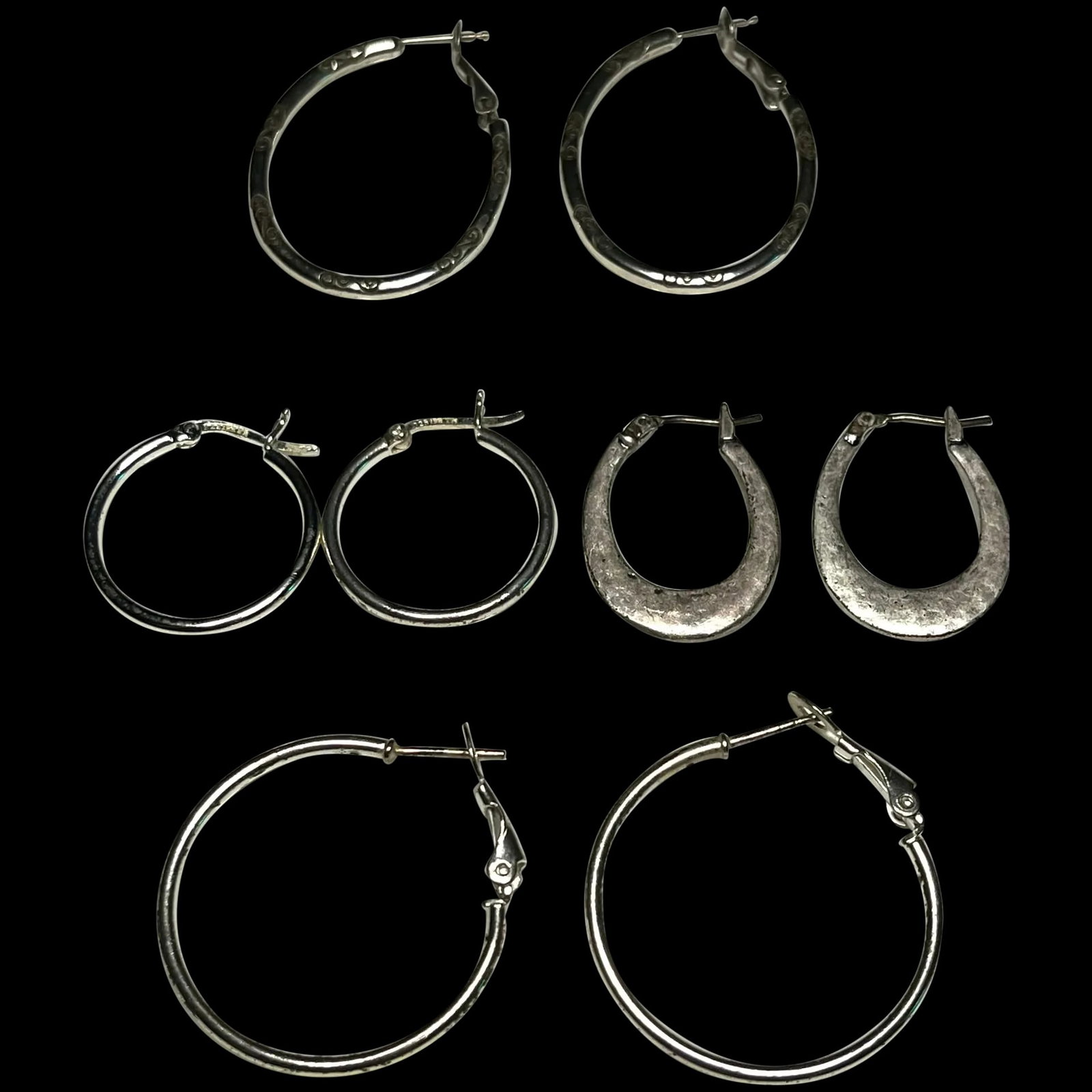 Four Vintage Sterling Silver Hoop Earring Sets (1 of 4)