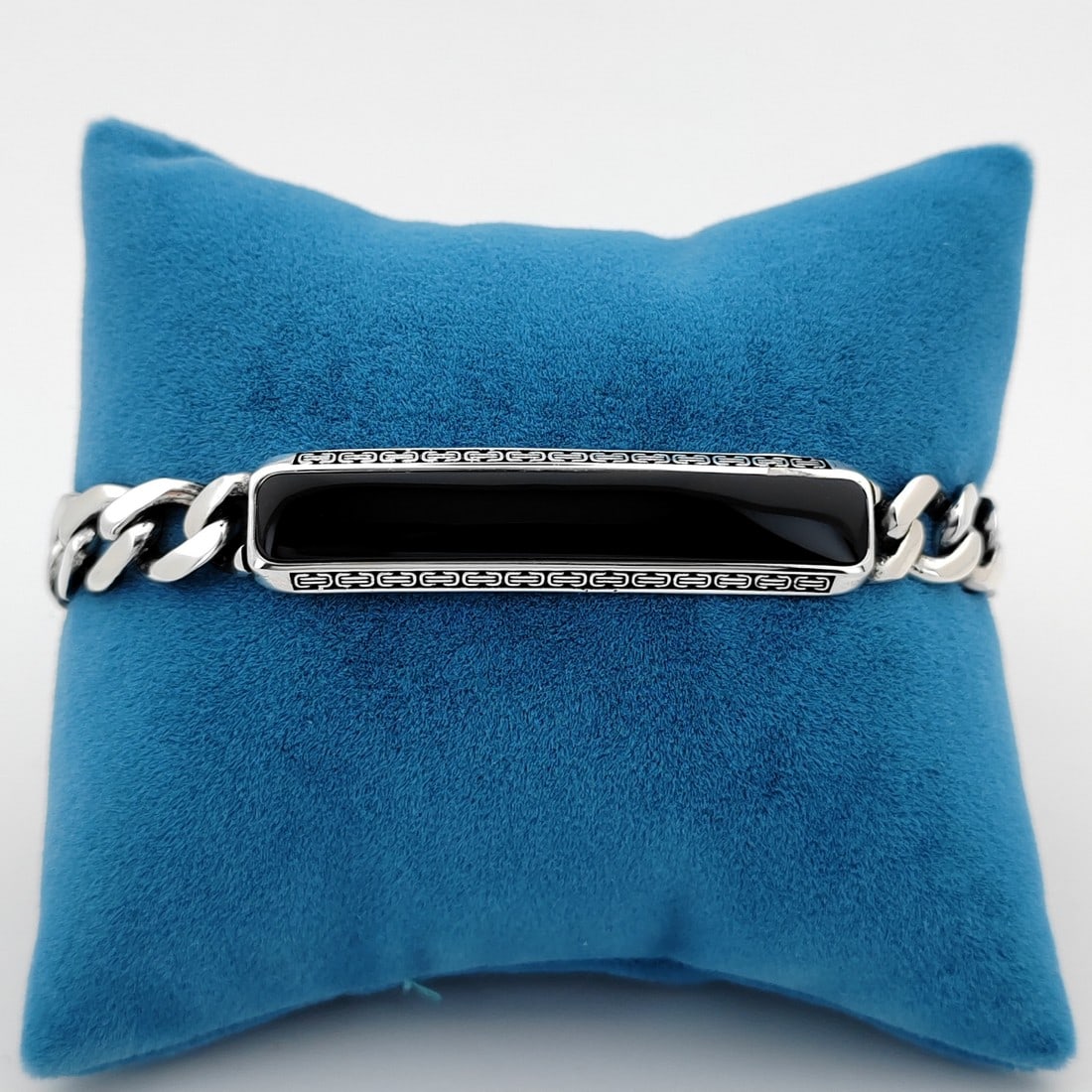 925 Sterling Silver Men's Bracelet with Black Onyx (1 of 7)