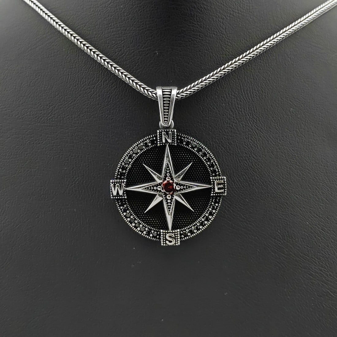 925 Silver Chain with Compass Pendant (1 of 8)