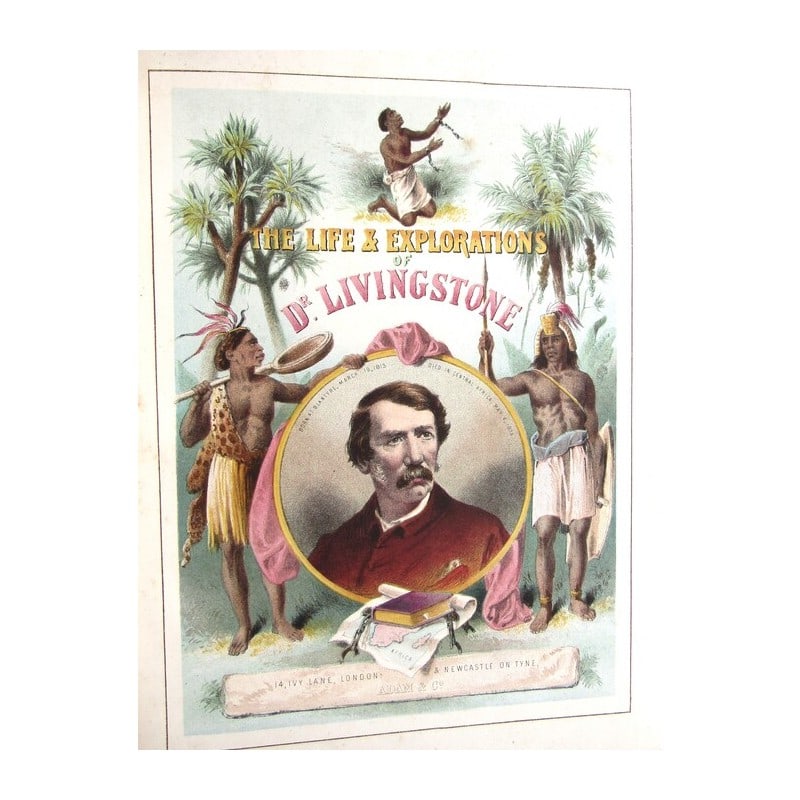 The Life and Explorations of Dr. Livingstone: First edition. "Carefully Compiled From Reliable Sources." Half-leather over brown buckram boards. Morocco gilt title, decorative gilt bands, blind-stamped panel vignettes to spine. Marbled endpapers 