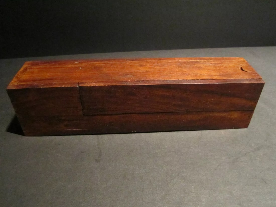 Wood Slide Lid Swing Open Writing Box Campaign Inkwell w Dip Pen (1 of 11)