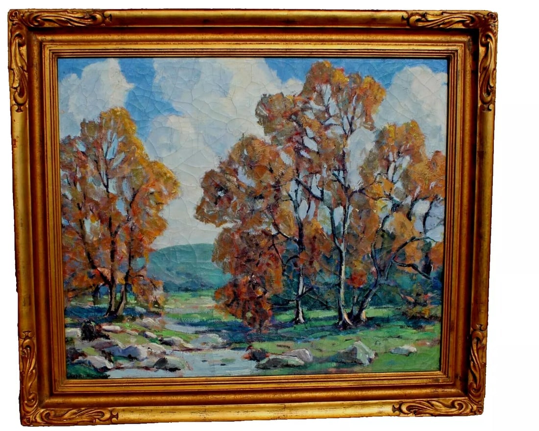 HARVEY B. COLEMAN California Impressionist Autumn Leaves C.1935 oil was $5900 (1 of 11)