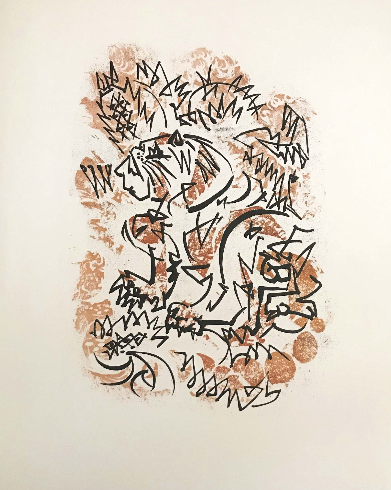1973 Andre Masson Les Conquerants N.13: Artist: Andre Masson Country: France Title: Les Conquerants -13 Medium: Offset Marks: Fascimile Signature Paper Size: 14 x 11.75 inch Printed: 1973 in Switzerland Provenance: Masson Graphik Ltd