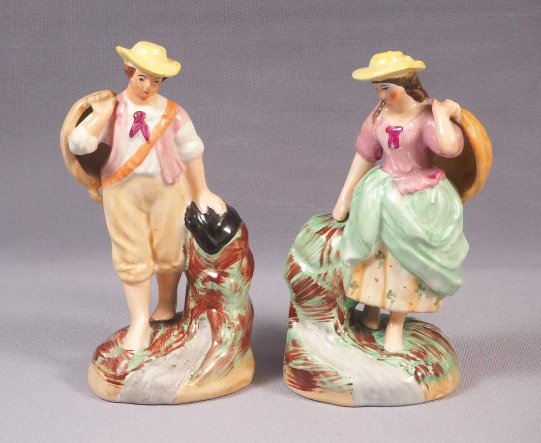 STAFFORDSHIRE Figurines 19 Century Boy Girl man lady c 1890s (1 of 8)
