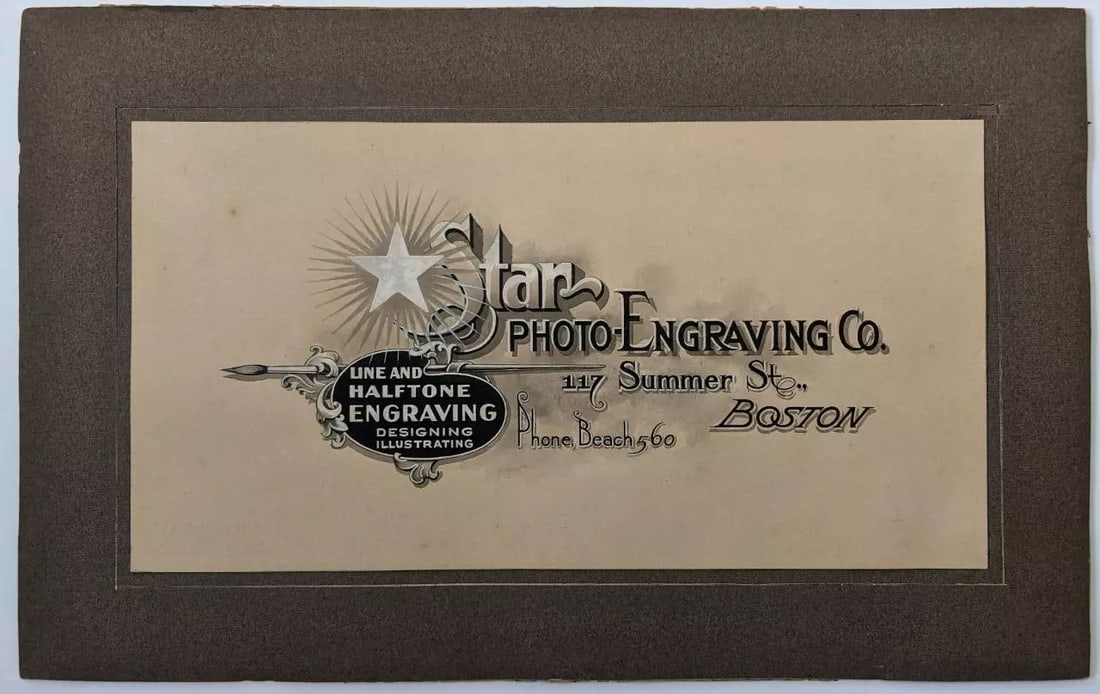 ORIGINAL ILLUSTRATION ART INK DRAWN ADVERTISEMENT STAR PHOTO ENGRAVING Co BOSTON (1 of 2)