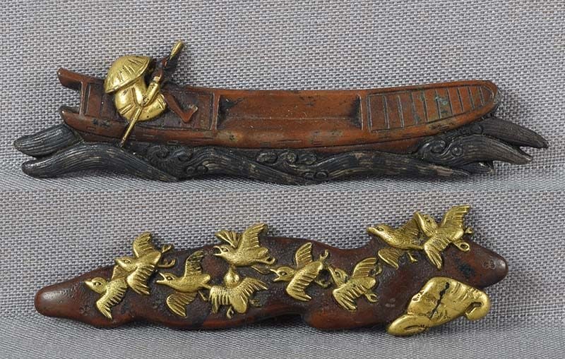 Long 19c Japanese sword MENUKI FERRY BOAT & PLOVERS (1 of 6)