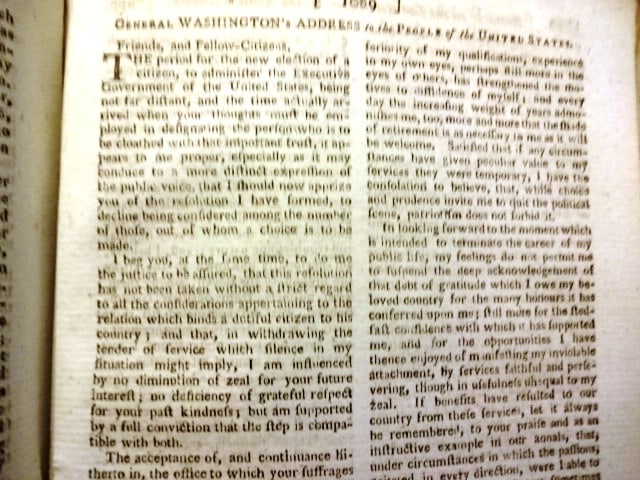 1796 George Washington's Farewell Address (1 of 4)