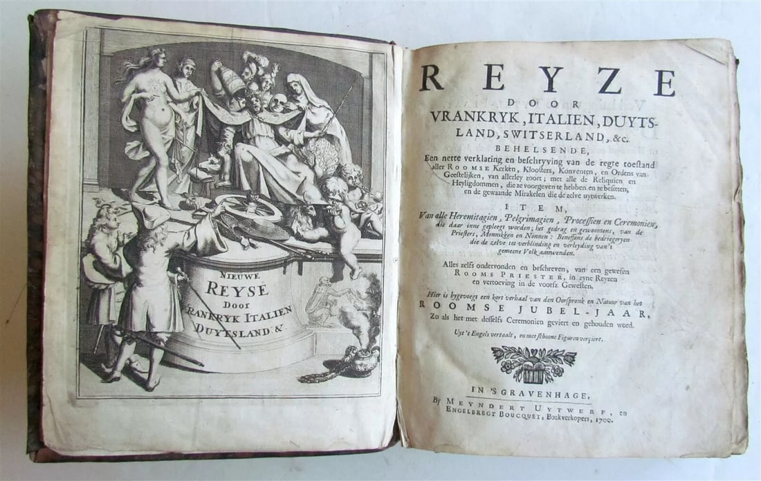 1700 ROMAN CHURCH HISTORY FRANCE ITALY GERMANY SWITZERLAND ILLUSTRATED antique: (Gavin, A.). Reyze door Vrankryk, Italien, Duytsland, Switserland, &c. Behelsende een nette verklaring en beschryving van de regte toestand aller Roomse Kerken, Kloosters, Konventen, en Ordens van Gee