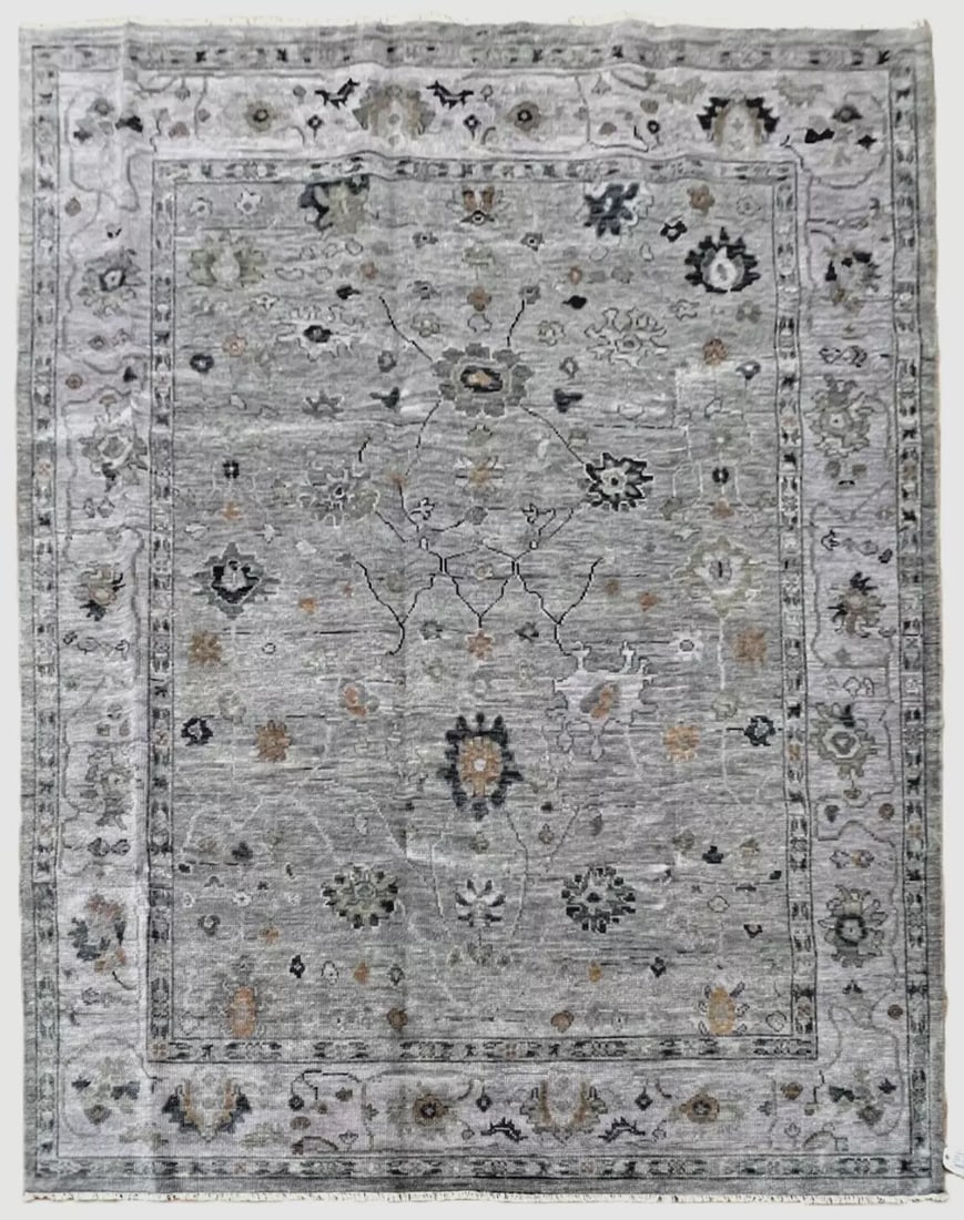 Oushak Gray Tribal Wool Hand Knotted Oriental Area Rug Carpet 8'4" x 10'2" (1 of 9)