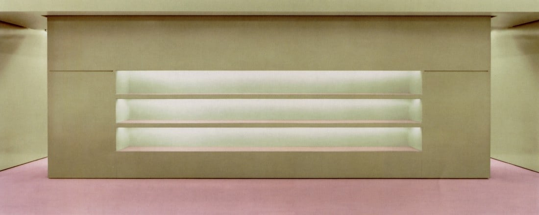 ANDREAS GURSKY - Prada II, 1997: Artist: Andreas Gursky Title: Prada II, 1997 Medium: Photo Litho, 2001, Germany Dimensions: 11.05x4.4" Description: Heat Wax Mounted on 11x14" Conservation Board Artist Bio: Andreas Gursky (1955) is a