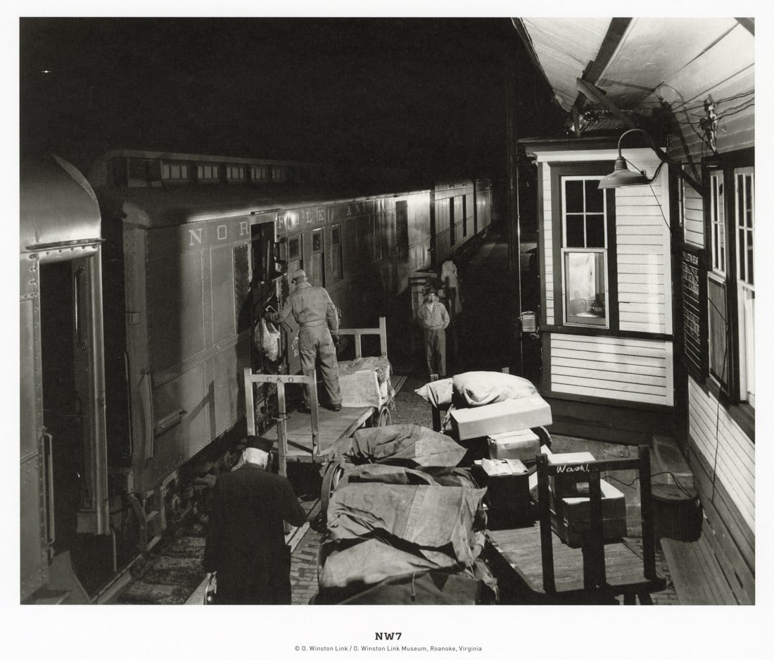 O. WINSTON LINK - Train No. 2 Takes on Mail Shipments: Artist: O. Winston Link Title: Train No. 2 Takes on Mail and Express Shipments for the North, Waynesboro, Virginia, 1955 Medium: Photo Litho, 2019, Germany Dimensions: 10.05x8.05" Description: Unmount