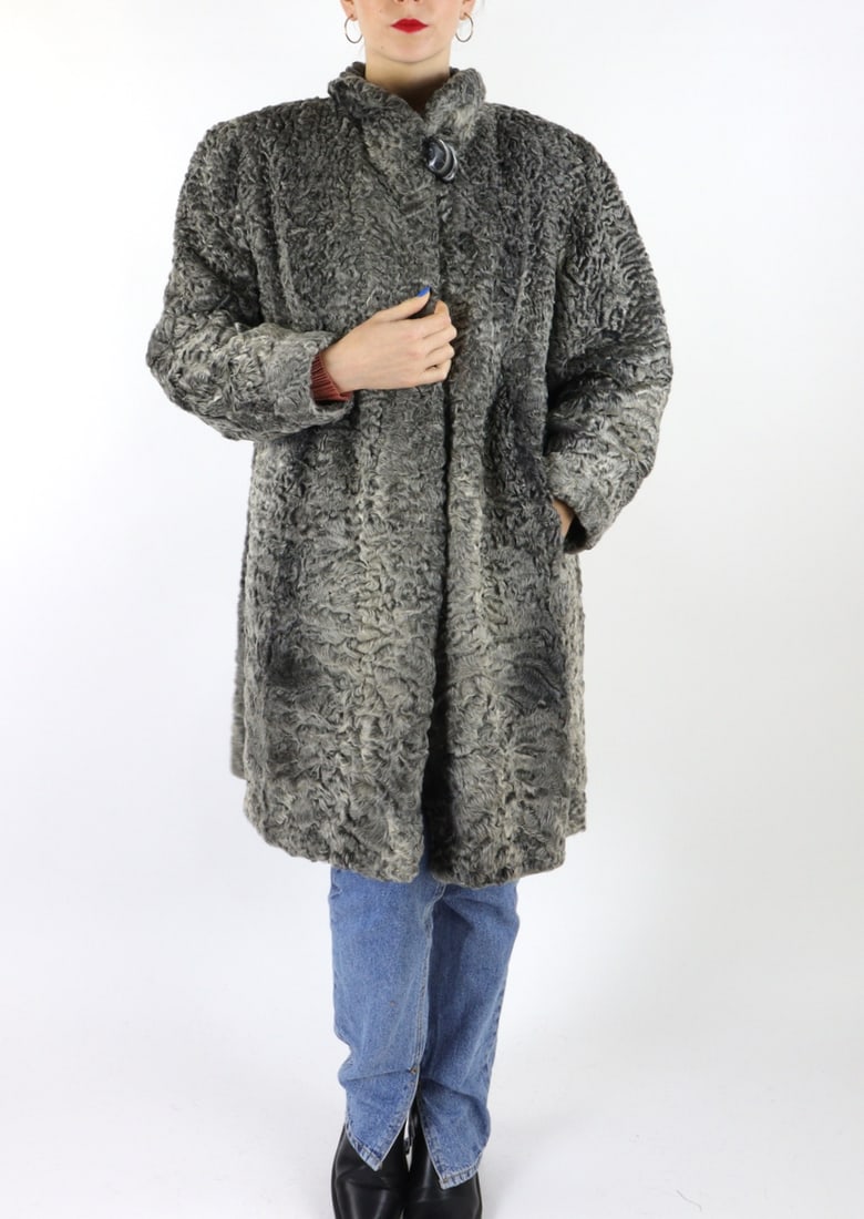 PERSIAN KARABUL GREY FUR JACKET EU: XL; US: 22 (1 of 10)
