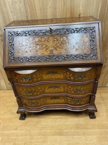 Antique Dutch Inlaid Marquetry Bureau Secrétaire Desk (1 of 8)