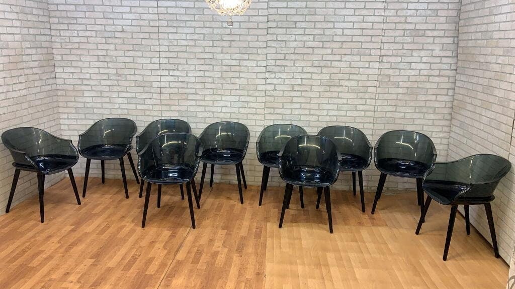 Modern Smoked Cyborg Armchair by Marcel Wanders for Magis Italy Set of 10: Vintage from before 2000 Materials: Acrylic, polycarbonate, plastic Overall width: 23 inches Overall height: 31.5 inches Overall depth: 22 inches Seat height: 18 inches Seat depth: 17 inches " M