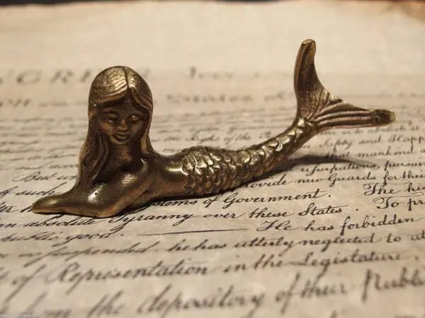 5" Brass Nautical Mermaid Paperweight Desk Figure (1 of 15)