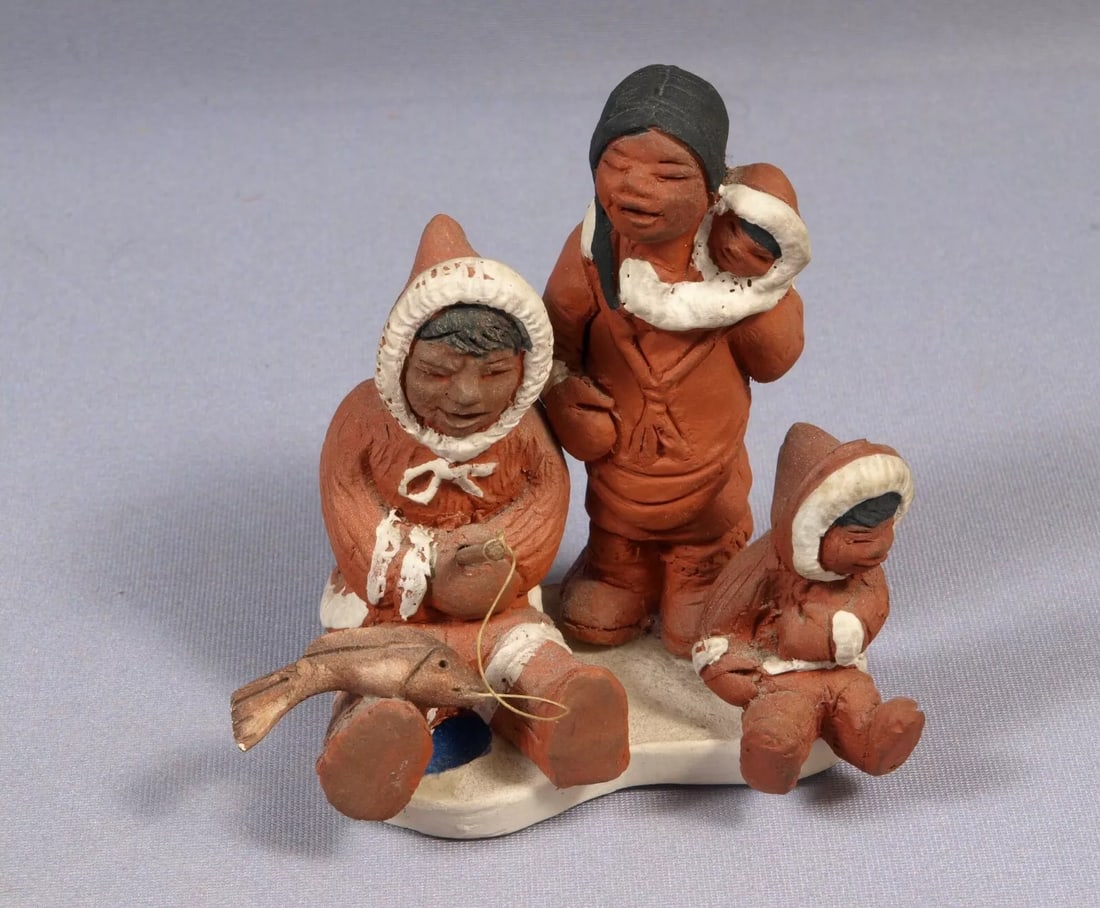 SIGNED Eija Seras Canada ART POTTERY CLAY TERRACOTTA figurine RARE Native (1 of 5)