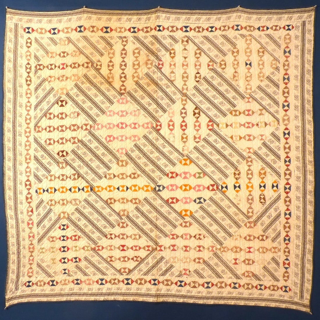 Antique, Mini Hour Glass Quilt, c. 1870-1880 (1 of 16)