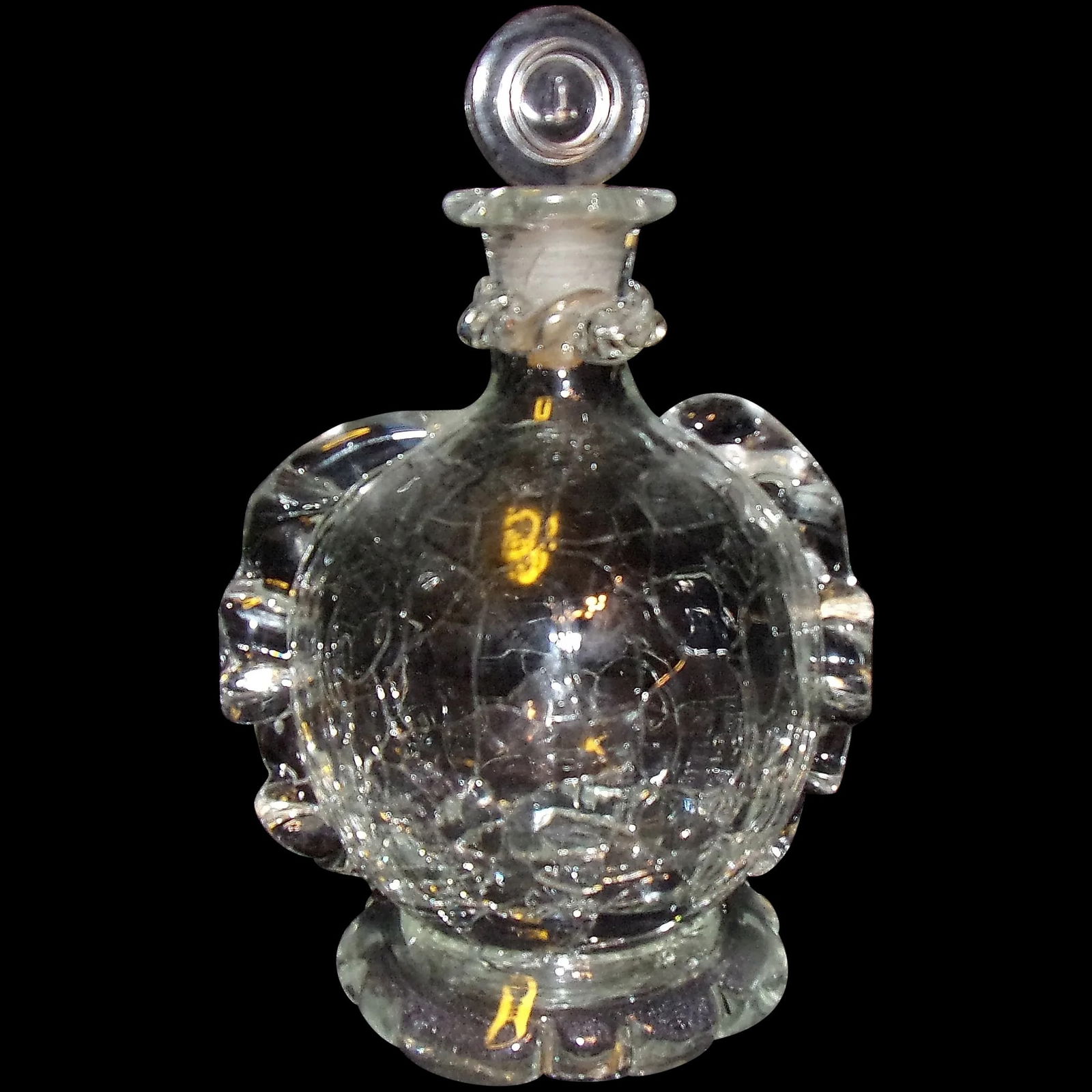 Vintage Hand Blown Crackle Glass Perfume Bottle (1 of 6)