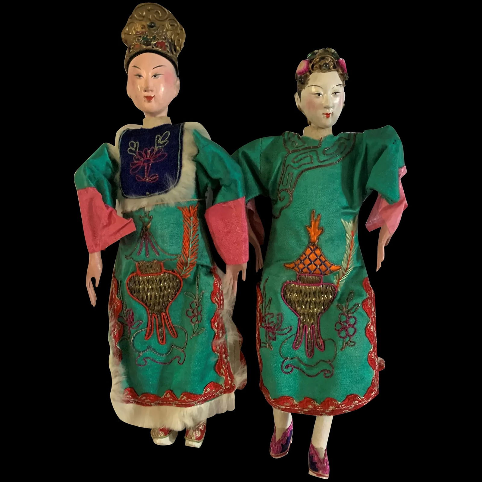 Antique Chinese Opera Dolls Wedding Couple 1800s Museum quality (1 of 7)