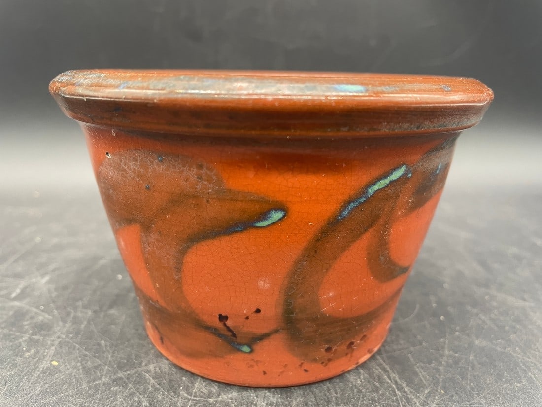 1984 JEFF WHITE LEBANON PA. REDWARE POTTERY BOWL / PLANTER: Title: 1984 JEFF WHITE LEBANON PA. REDWARE POTTERY BOWL / PLANTER Date/Period: 1984 Dimension: APPROX 5 X 3 Material: POTTERY Additional Information: 1984 JEFF WHITE LEBANON PA. REDWARE POTTERY BOWL /