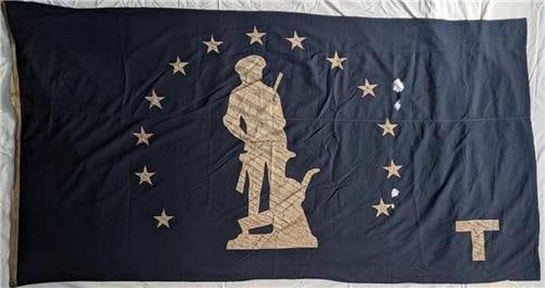 c. 1942-45 HOME FRONT,100" X 55" OLD VINTAGE WWII US SAVINGS BOND FLAG, T FLAG: Circa 1942-1945 Old Vintage WWII Era US SAVINGS BOND FLAG, T FLAG. Flags of this type were awarded to businesses enrolling 90% or more of their employees who participated by subscribing 10% or more of