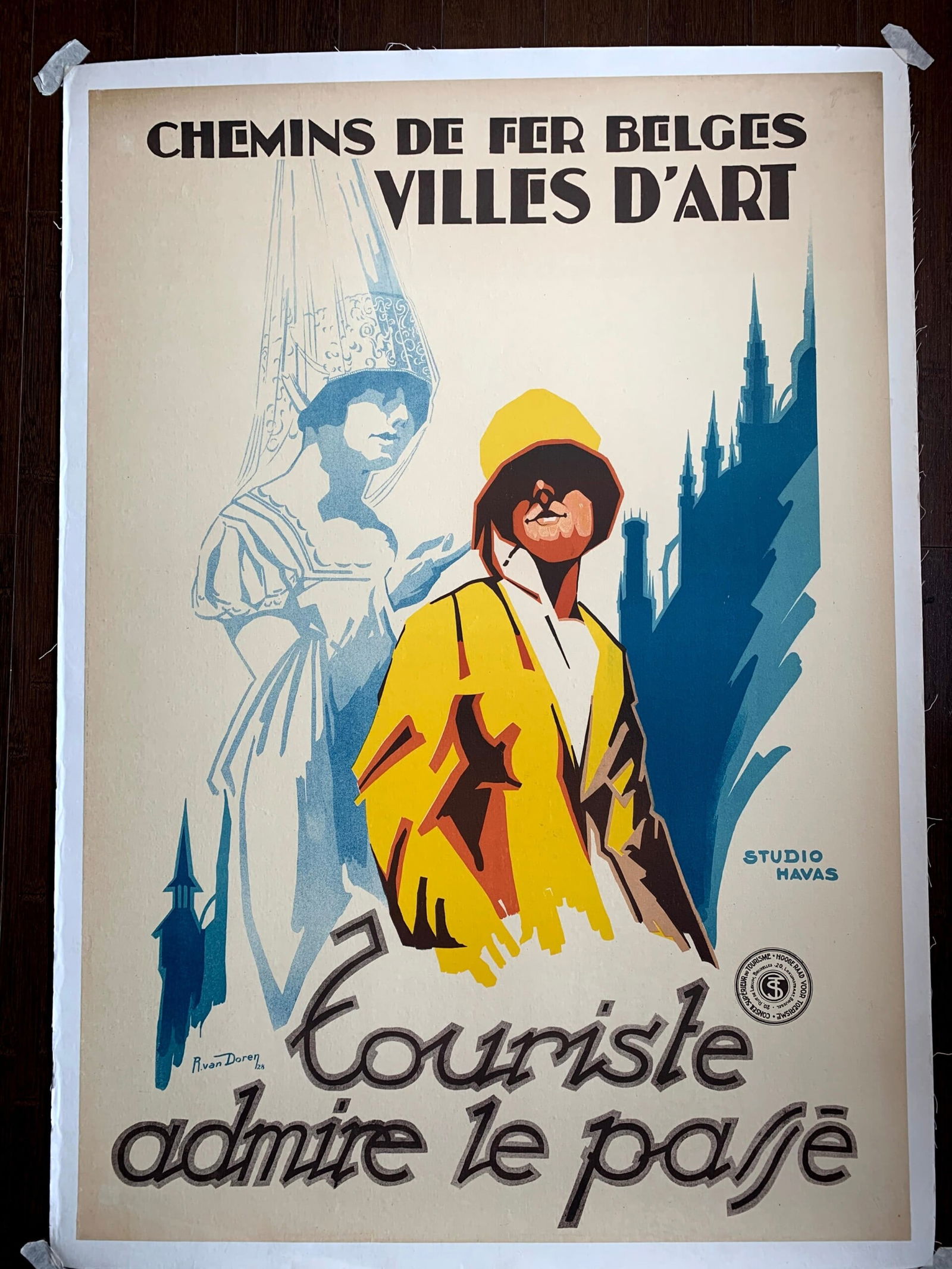 Chemins De Fer Belges - Art By Van Doren (1928) Belgian Advertising Poster LB (1 of 5)