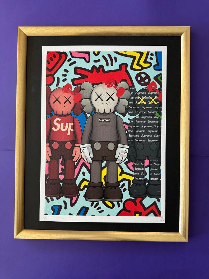 DEATH NYC Hand Signed LARGE Print COA Framed 16x20in Supreme Graffiti Haring @ (1 of 5)