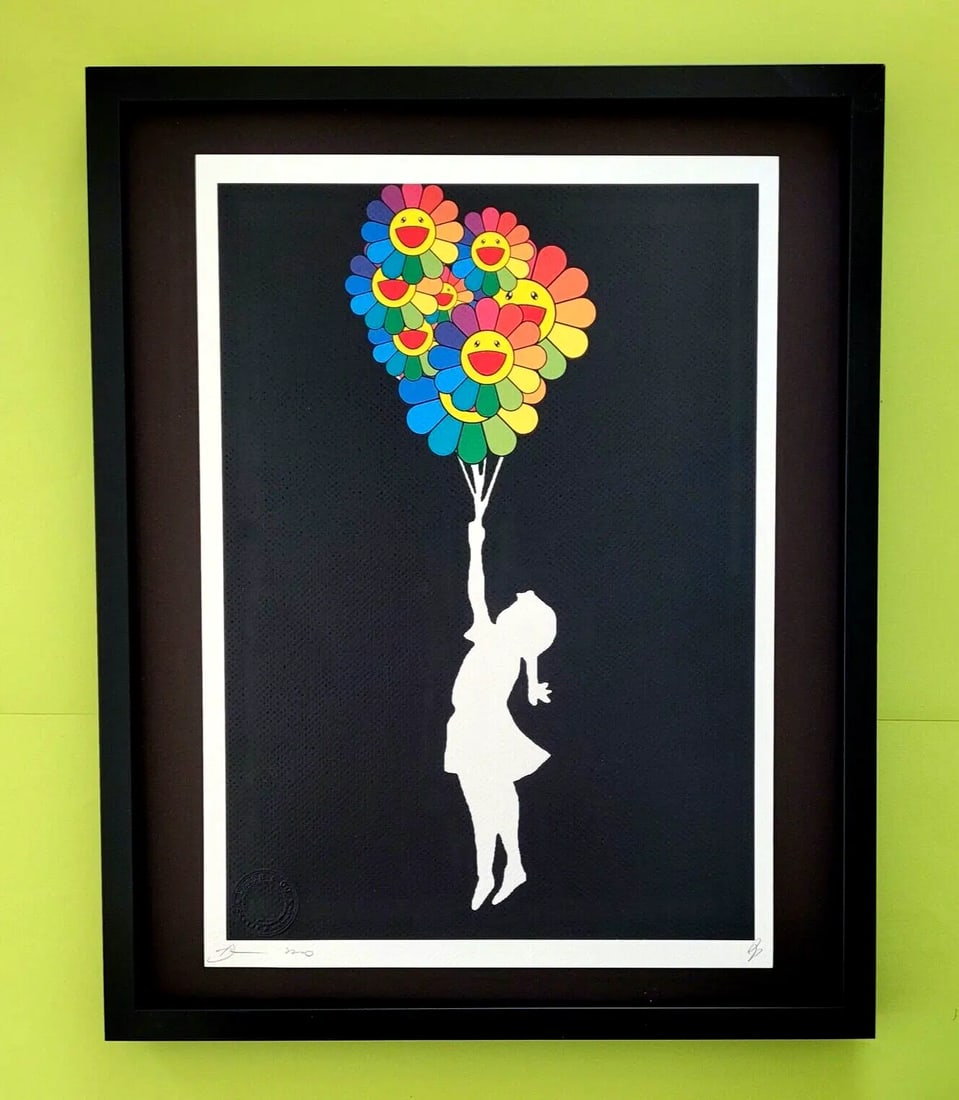 DEATH NYC Hand Signed LARGE Print Framed 16x20in COA BANKSY GIRL MURAKAMI FL (1 of 5)
