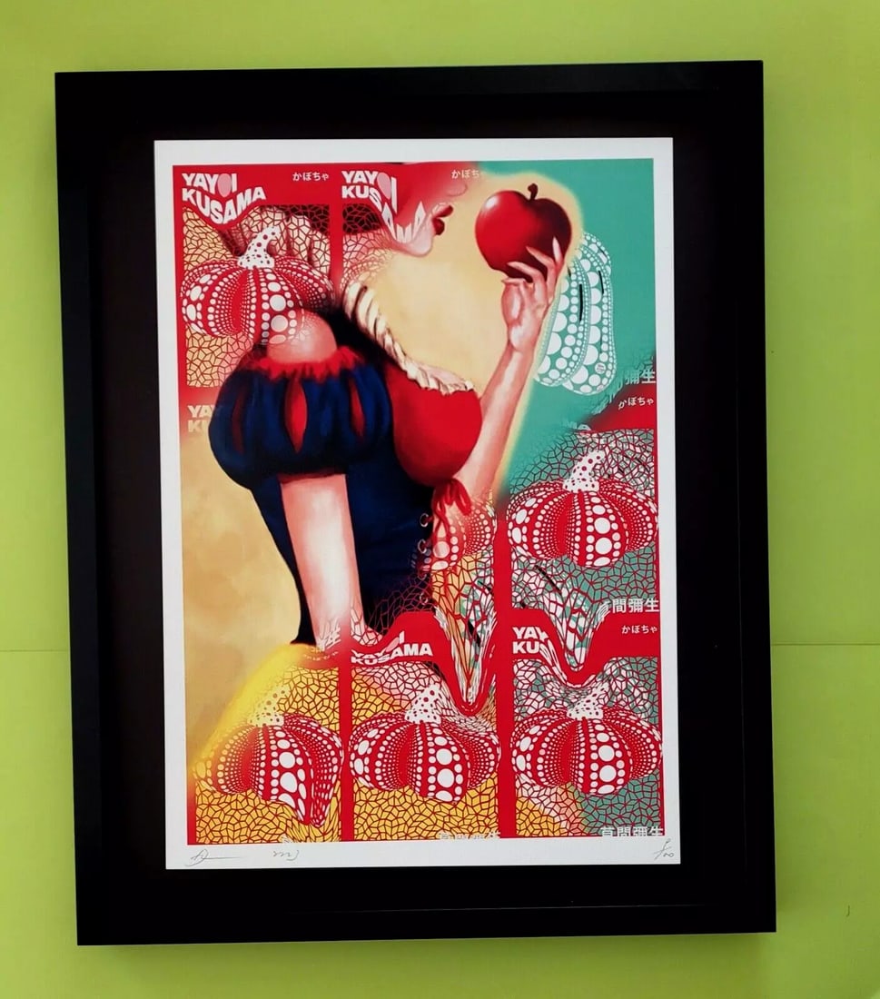 DEATH NYC Hand Signed LARGE Print Framed 16x20in COA SNOW WHITE YAYOI KUSAMA FL (1 of 5)