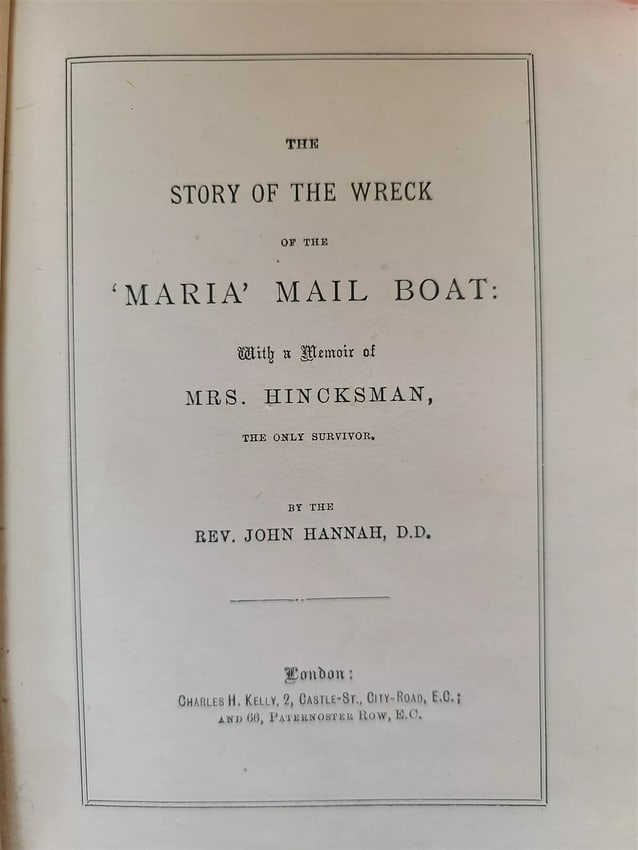 1900 STORY of WRECK of MARIA MAIL BOAT by John HANNAH antique BRITISH SHIPWRECK (1 of 1)