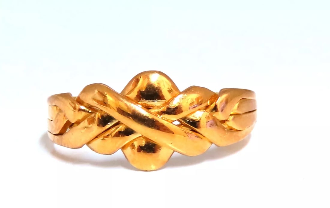 9mm Wide Neoclassical interweave mod braid band ring 18kt gold (1 of 2)