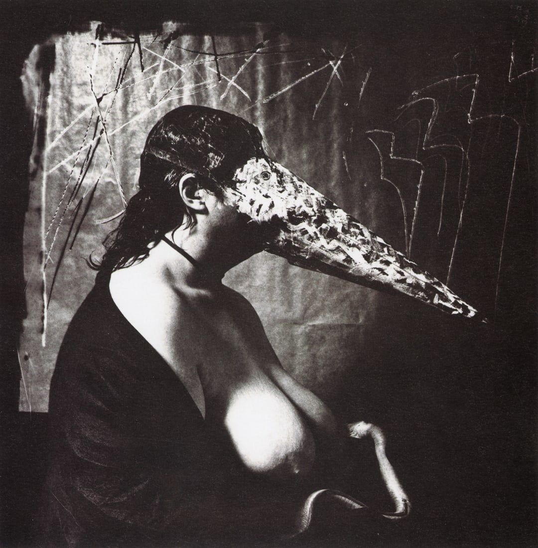 JOEL-PETER WITKIN - Woman Breastfeeding an Eel, 1979: Artist: Joel-Peter Witkin Title: Woman Breastfeeding an Eel, New Mexico, 1979 Medium: Photo Litho, 1995, Italy Dimensions: 6.45x6.6" Description: Heat Wax Mounted on 8.5x11" Conservation Board Artist